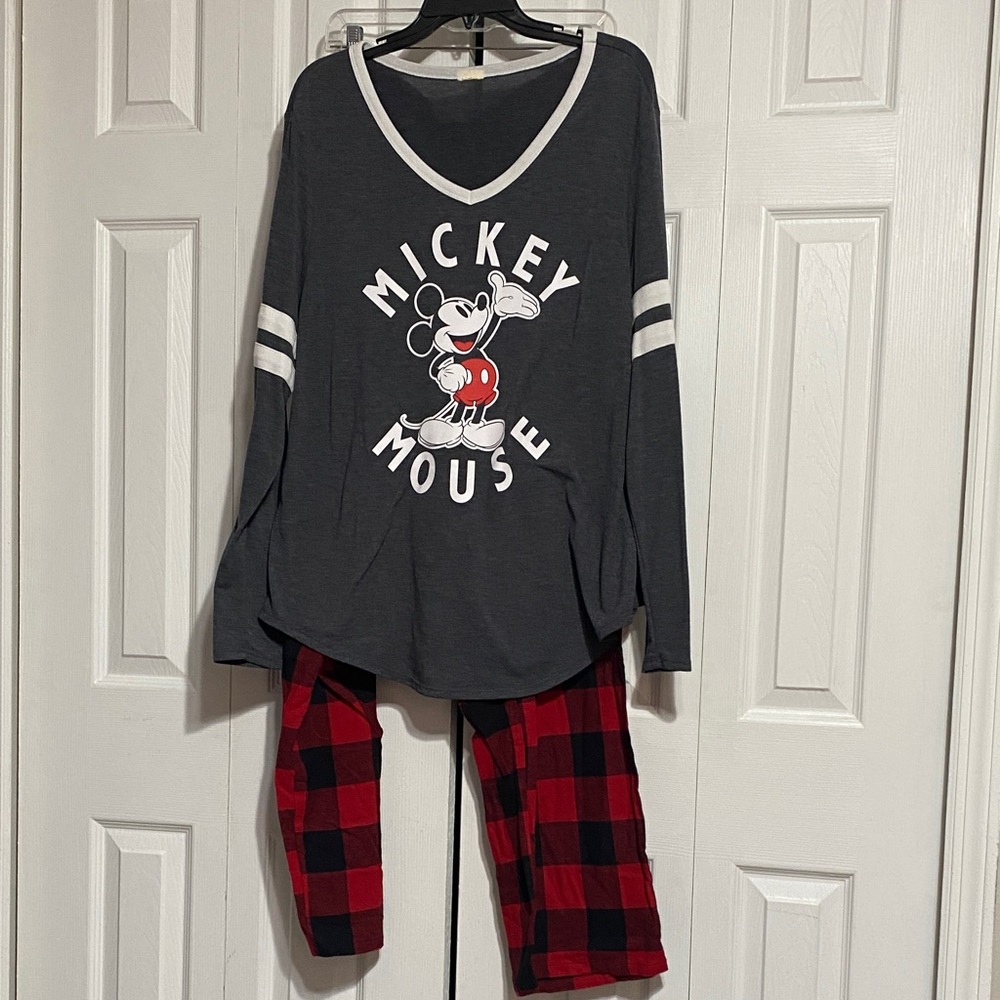 Cotton flannel casual pajama pants 1X & Mickey pajama shirt top sleep set 2X